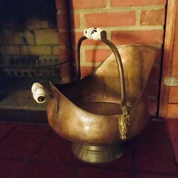 LP Antique Coal Scuttle Ashes Large Brass Bucket